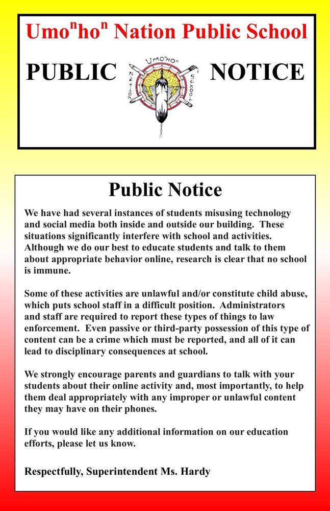 Public Notice Regarding Social Media
