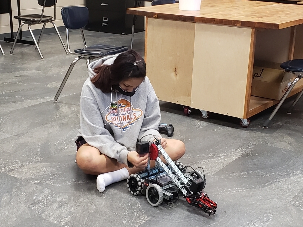 Students were building, programming, and writing code for their robots.