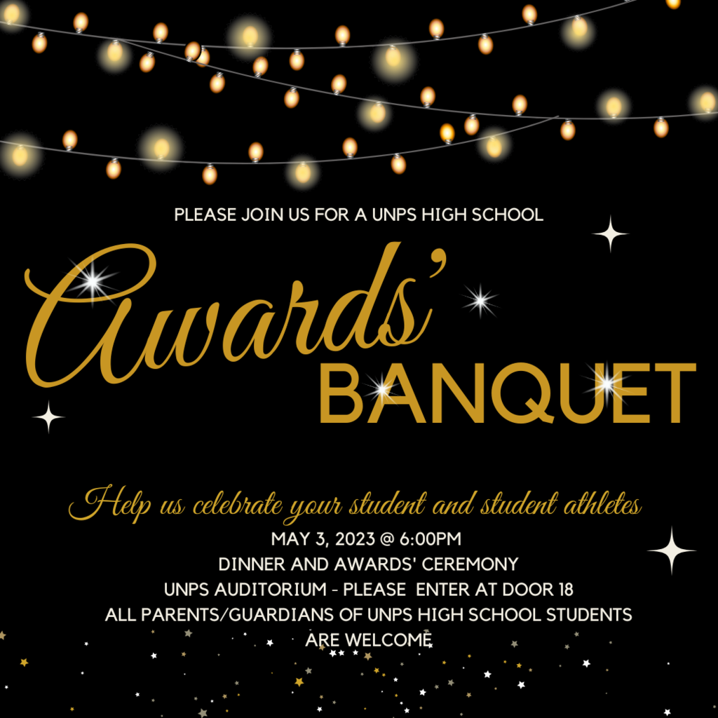 Award's Banquet May 3 6pm